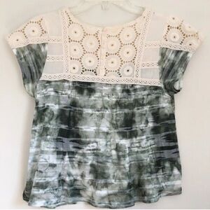 Free People tie-dye shirt with crochet detailing